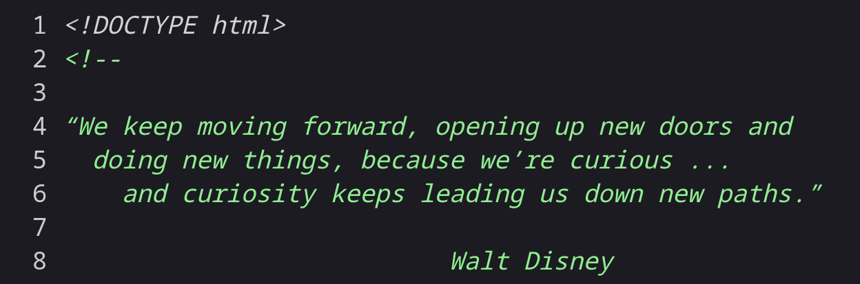 Walt Disney quote found in Disney+ HTML: "We keep moving forward, opening up new doors and doing new things, because we're curious ... and curiosity keeps leading us down new paths."